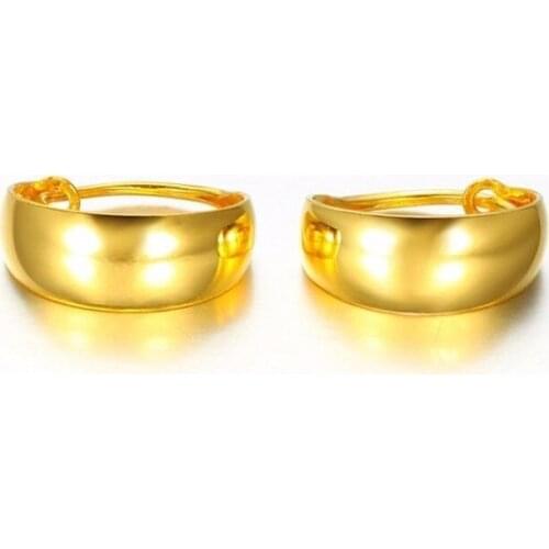 Fashion Authentic Solid 24k Yellow Gold Earring/ Ladys Smooth Earring / 4.65g