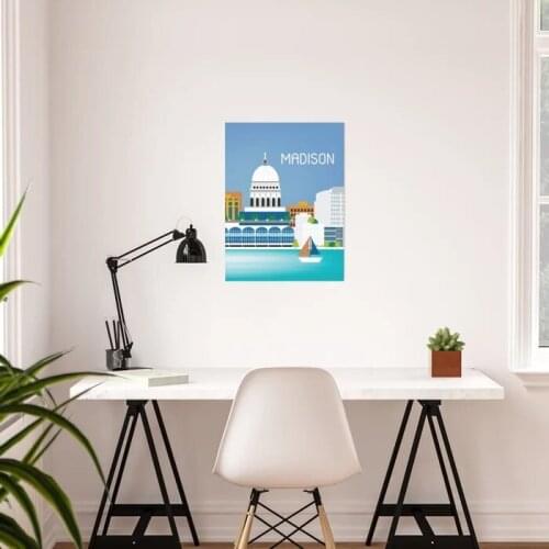 Modular Pictures Canvas Prints Madison Wisconsin Skyline Painting Illustration Wall Art Poster Home For Living Room Decor Frame