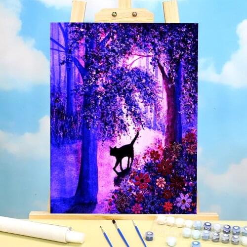 Natural Scenery The Black Cat DIY Painting By Numbers Complete Kit Oil Paints 40*50 Paiting By Numbers New Design Drawing
