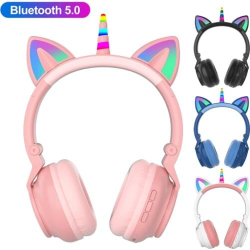 Cute Unicorn Headphones Wireless Girls Kids Cartoon Bluetooth-compatible 5.0 Earphone With Mic Stereo Phone Gamer Headset Gifts