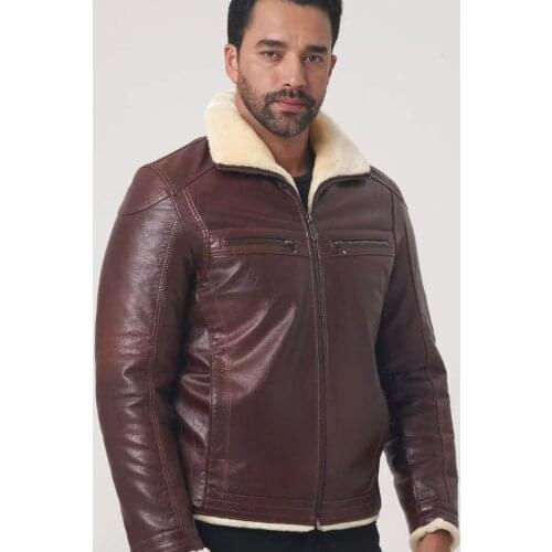 2021 New Mens Clothing Fashion Male PU Leather Jacket Mens Coat Thick Warm Man Apparel High Quality Mens Winter Coat OGMANDO