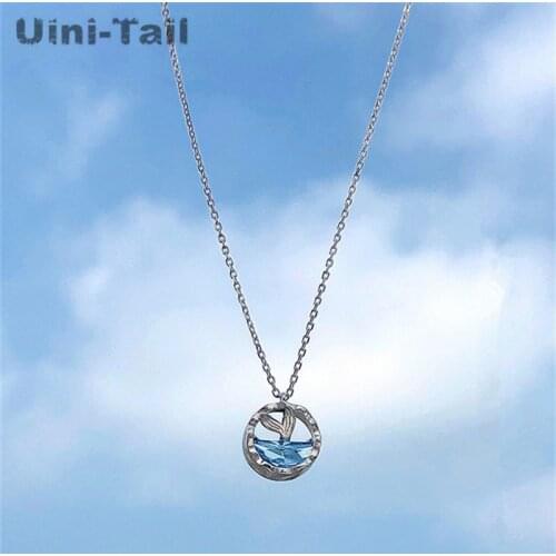 Uini-Tail new listing 925 sterling silver mermaid tear necklace Korean mermaid bubble simple creative small fresh jewelry ED086