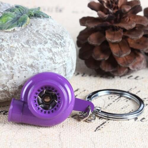New Design Spin Sleeve Bearing Car Auto Parts Nos Turbine Turbocharger Purple Charm Pendant Key Ring Chain Creative Party Gift