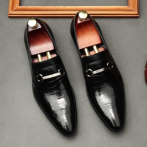 New Spring/Autumn Luxury Handmade Slip-On Genuine Leather Dress Oxford Flat Original Brand Men Oxford Men Dress shoes