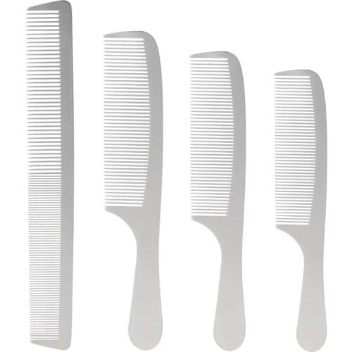 Barber Hairdressing Stainless Steel Mirror Hair Comb Brush Hairstyle Crew Haircut Anti-static Professional Tools A/B/C