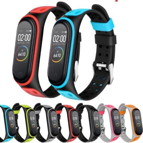 Suitable for XiaoMi band 4 3 5 6 nfc bracelet wristband fashion color breathable silicone for Mi 4 Bnad Strap Silicone Bracelet