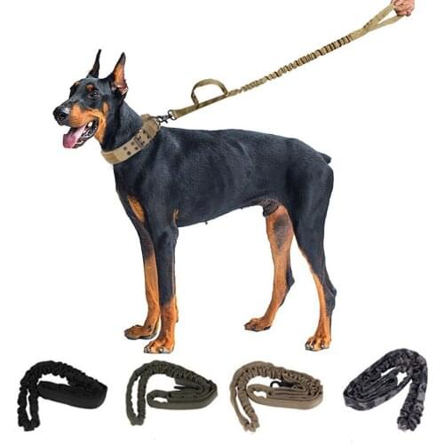 Tactical Bungee Dog Leash Pet Military Lead Belt Training Running Leash 2 Handle Quick Release Dog Pet Leash Elastic Leads Rope