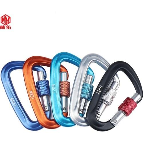 1 Pc Professional Rock Climbing Carabiner D-Lock Backpack Hang Buckle Camping Survival Tool Outdoor Key Screw Lock Hook