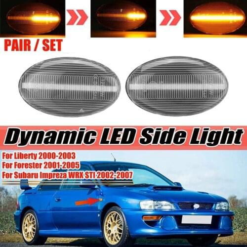 Clear Lens LED Dynamic Turn Signal Lamp Side Marker Lights for Subaru Impreza Wrx Sti 02-07 Liberty 00-03 Forester 01-05