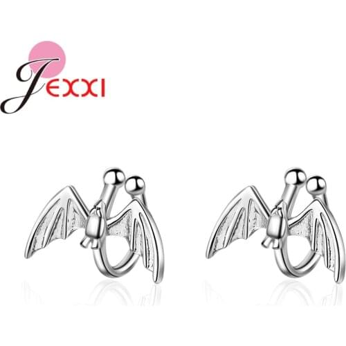 Factory Direct Sale 925 Sterling Silver Clip Earrings Bat Shape High Quality Metal Rock Statement Jewelry For Women Girl Gift