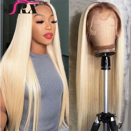 Straight T4/613 Ombre Blonde Human Hair Wigs Brazilian Remy Lace Front Wig Pre Plucked Transparent Lace Closure Wig for Women