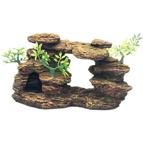 Lifelike Aquarium Mountain Ornament Landscape Fish Tank Decor Rest Cave