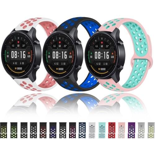 22MM Breathable Silicone Straps For Xiaomi Mi Watch Color Smart Watch Band Replace Strap For Amazfit GTR 2E/GTR 47MM/Stratos 3 2