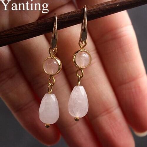 Yanting Pink Powder Crystal Earrings Water Drop Earrings For Women Wholesale Sweet Color Womens Accessories Wedding Gift 0193