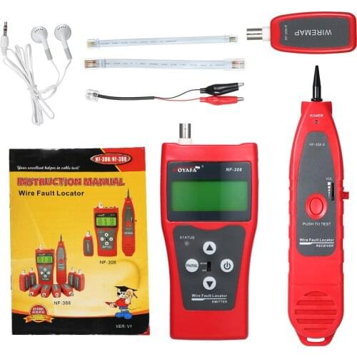 LCD Network Cable Tester High Precision Line Finder Coaxial Line Tester RJ11 RJ45 Wire Length Finder with 1 Remote Adapter