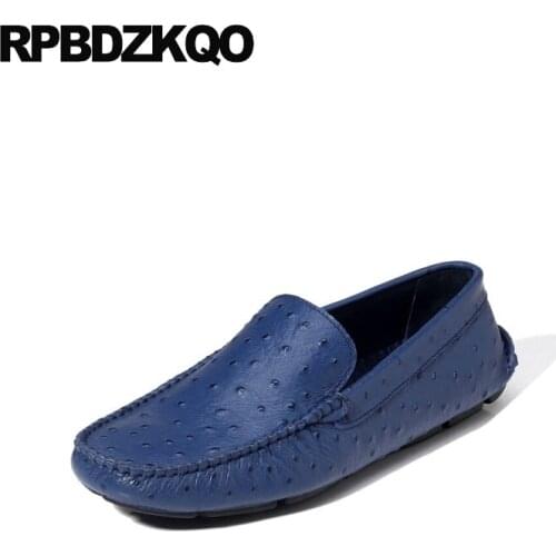 Blue Casual Flats 2021 High Quality Slip On Soft Soled Genuine Leather British Style Men Moccasins Shoes Brand Famous Loafers