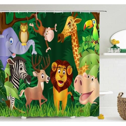 High Quality Cute Cat Printed Shower Curtain Cartoon Animal Bath Curtain Screen Waterproof Polyester Bathroom Decor with Hooks