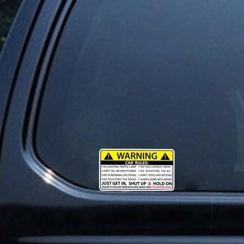 10.2cm Car Safety Warning Rules Sticker Pvc Automotive Decal Car Rear Bumper Trunk Back Self Adhesive Stickers Accessories