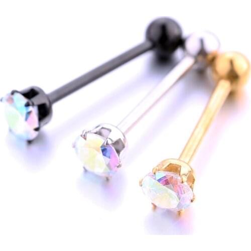 1-4PCS Tongue ring cubic zircon tongue piercing woman fashion tongue stud body piercing jewelry
