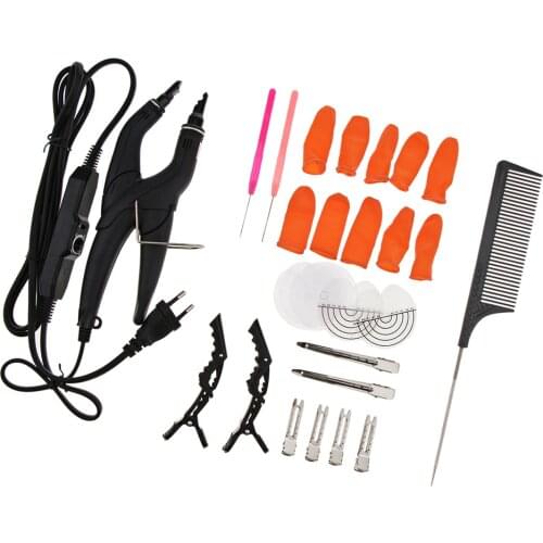 1 Set Salon Pre-Bonded Hair Extensions Fusion Keratin Heat Iron Connector Wand Apply EU Plug