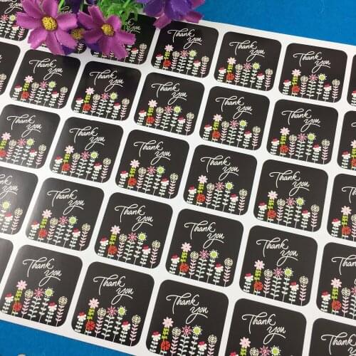 1200PCS/Lot Fashion square paper printed above'Thank you"Labels sealing Stickers packaging For Jewelry/Box/gift/car/envelope