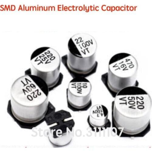 20PCS/LOT SMD Electrolytic Capacitor Aluminum 6.3V 10V 16V 25V 35V 50V 1UF 2.2UF 4.7UF 10UF 47UF 100UF 220UF 330UF 470UF 680UF