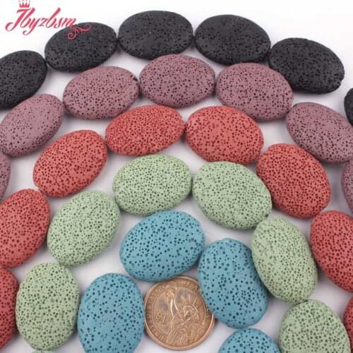 24x30mm Smooth Oval Bead Lava Rock Natural Stone Beads For DIY Necklace Bracelat Earrings Jewelry Making 14.5" Free Shipping