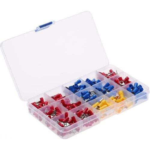 280Pcs Assorted Insulated Spade Crimp Terminal Butt Electrical Wire Cold-Pressure Terminal Set Red Blue Yellow with Box