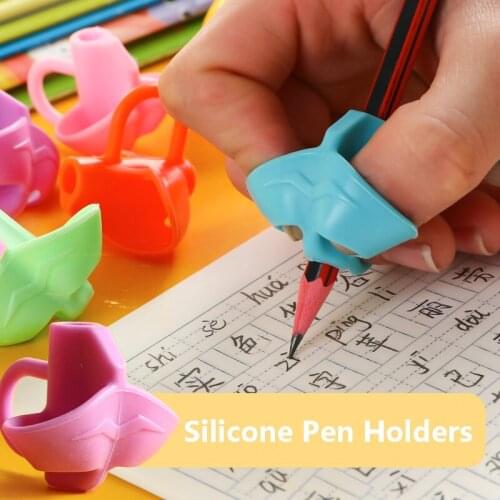 3Pcs Writing Pencil Pen Holders School Learning Stationery Silicone Pen Aid Pencil Grip Posture Correction Device for Boys Girls