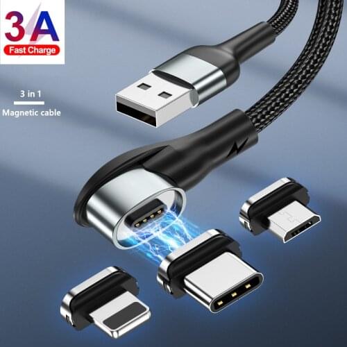 3A Magnetic usb c cable fast Quick charge Phone charger Micro usb type c cable for iphone 12 pro max 11 7 8 xr accessories 1m 2m