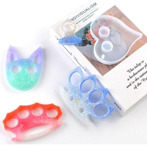 2Pcs DIY Self-Defense Finger Keychain Mold Knuckles Keyring Epoxy Resin Mold Kit M2EA