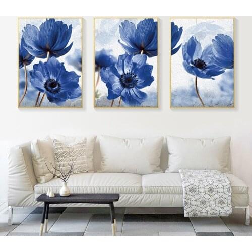 Floral Botanical 3pieces Full square&round diamond painting 5d Abstract Blue Flower diy diamond embroidery Christmas GiftZP-1542