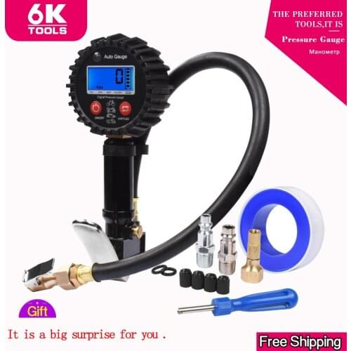 Tire Pressure Gauge Digital Tire Tester 200PSI LCD Display Air Pressure Manometer Quick Connect Coupler for Car Truck Motorcycle