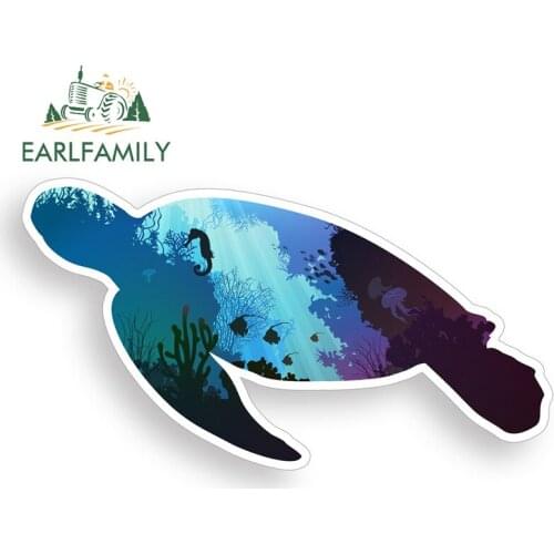 EARLFAMILY 13cm x 7.2cm For Underwater Sea Turtle Car Stickers Personality Creative Decal Graffiti Sticker Scratch-proof Decor