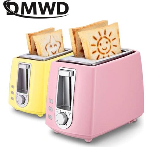 DWMD Stainless steel electric toaster household automatic baking bread maker breakfast machine toast sandwich grill oven 2 slice