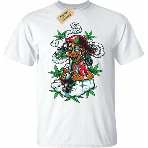 Jamaican Mens T-Shirt rasta weed high smoke bong