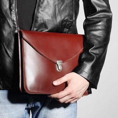 Unisex Clutch New Bag Vintage OL Business Tote Bags Luxury High Quality Leather Envelope Bags Korean Style Casual Handbag