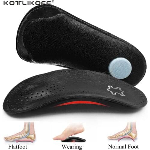 KOTLIKOFF Leather Orthotic Insoles orthopedic Flat Feet Heel Pain Arch Support For Man Woman Business Shoe insoles sole Insert