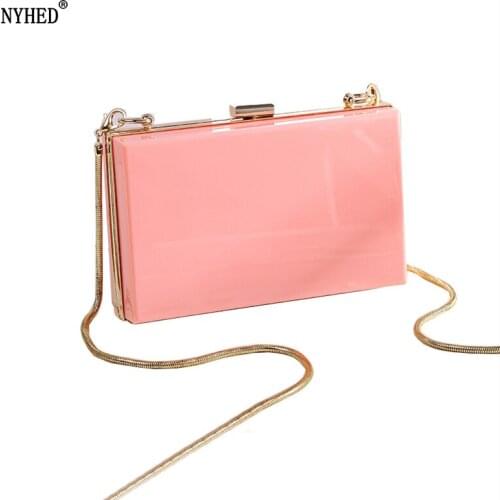NYHED Summer Style Transparent Chains Bag For Women Small Flap Messenger Bag For Female Causal /Wedding /Evening Party