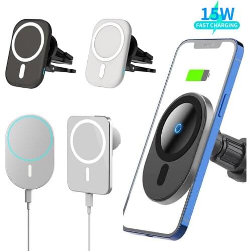 15W Mag-Safe Wireless Charger Magnetic Metal Adsorption Car Holder For iPhone 12 Pro Max 12 Mini 12 Pro Fast Wireless Chargers