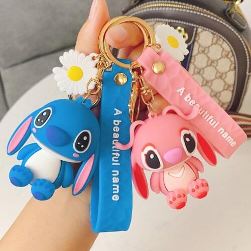 Disney Metal Keychain Interstellar Baby Daisy Stitch Epoxy Doll Keyring Pendant Couple Backpack Cute Key Chain Accessories Gifts