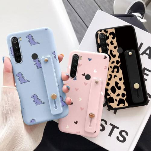 Wrist Strap Soft Silicone Love Heart Cases For Xiaomi Redmi Note 8T 8 Pro T Hand Band Holder Stand Cover For Redmi Note 8T Case