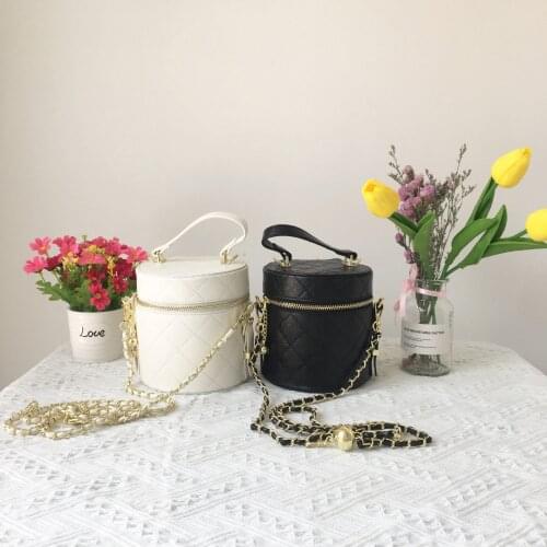 2021 new rhombus handbag Korean version of the golden ball chain messenger bag ins bag bucket bag female
