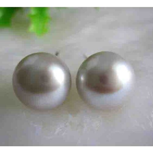 New Arrival Favorite Pearl Earrings Huge AAA 11M Gray Freshwater Pearls S925 Sterling Silver Stud Earring Fine Lady Gift
