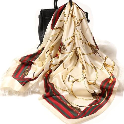 New Fashion Retro Satin Silk Square Scarf 90*90cm Women Neck Hair Tie Band Bag Warp Soft Neckerchief Hijab Headscarf Foulard