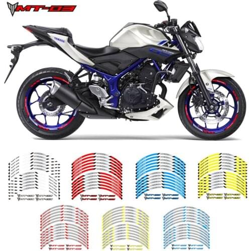 Motorcycle front and rear wheels Edge Outer Rim Sticker Reflective Stripe Wheel Decals For YAMAHA MT-03