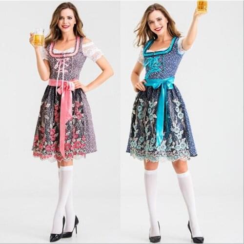 Sexy pink Bavarian Oktoberfest Ladies Wench Waitress Serving Maid Costume S-3XL Beer Girl Fancy Dress