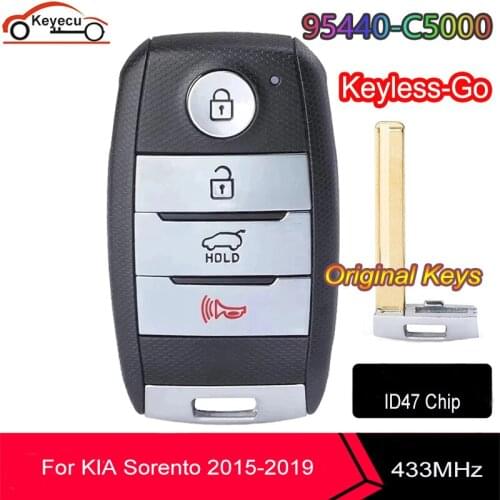 KEYECU 95440-C5000 OEM Keyless-Go Smart Remote Car Key 4 Buttons 433.92MHz ID47 Chip for Kia Sorento 2015 2016 2017 2018 2019