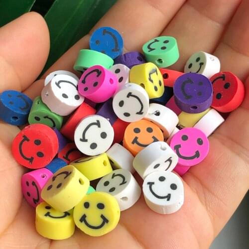 Smiley Polymer Clay Beads Round Spacer Findings Beads DIY Necklace Bracelet Earring Jewelry Making Accessories Rings
