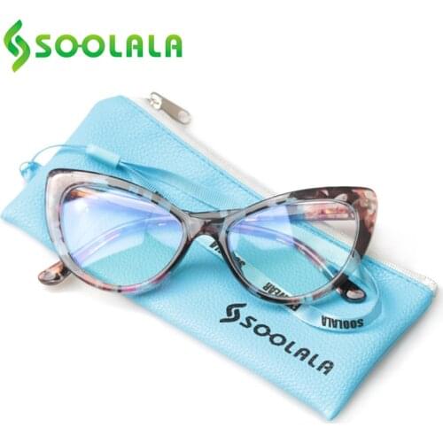 SOOLALA Cat Eye Women Anti Blue Light Reading Glasses Oversized Eyeglasses Frame Presbyopic Glasses Lesebrille Damen +0.5 to 4.0